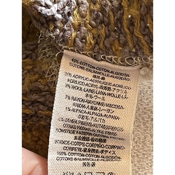 Free People Women's White Green Brown Mixed Media Lightweight Boho Jumper XS - Picture 8 of 11